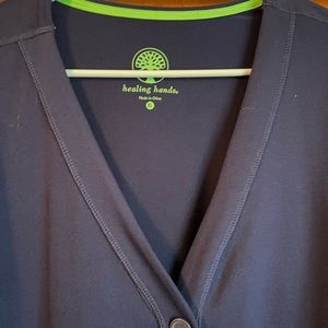 Womens Blue XL Healing Hands Scrub Jacket